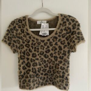 H&M Leopard Print Fuzzy Top
